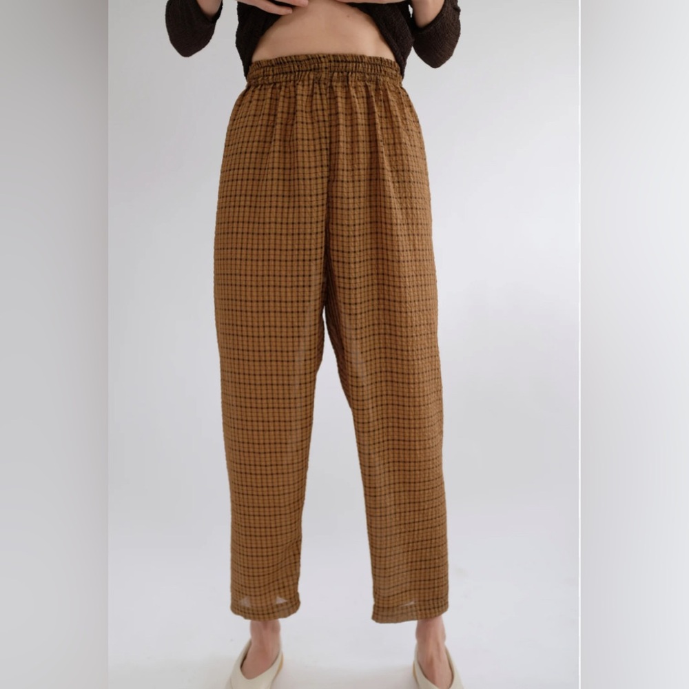 Beklina Basic Pant in Brown Check M/L